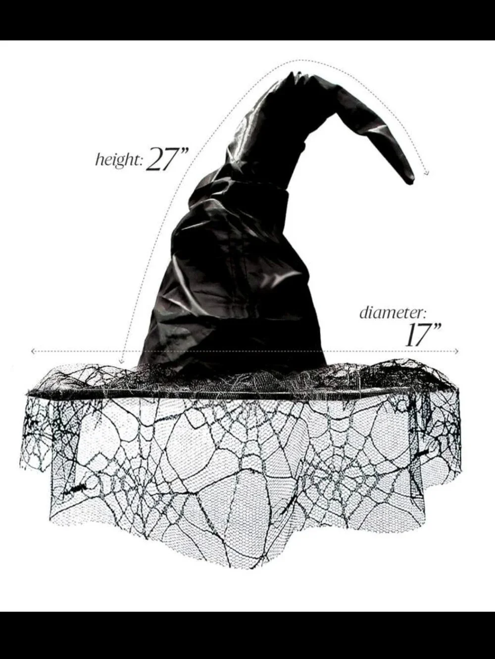 Black Witch Costume Accessories Set - Hooded Cape, Gloves, Choker, Hat